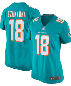 Women's Miami Dolphins Erik Ezukanma Aqua Game Player Jersey JS8943 nicesnker