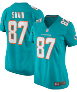 Women's Miami Dolphins Freddie Swain Aqua Game Jersey JS2138 nicesnker