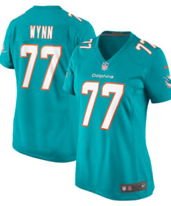 Women's Miami Dolphins Isaiah Wynn Aqua Game Jersey JS1726 nicesnker