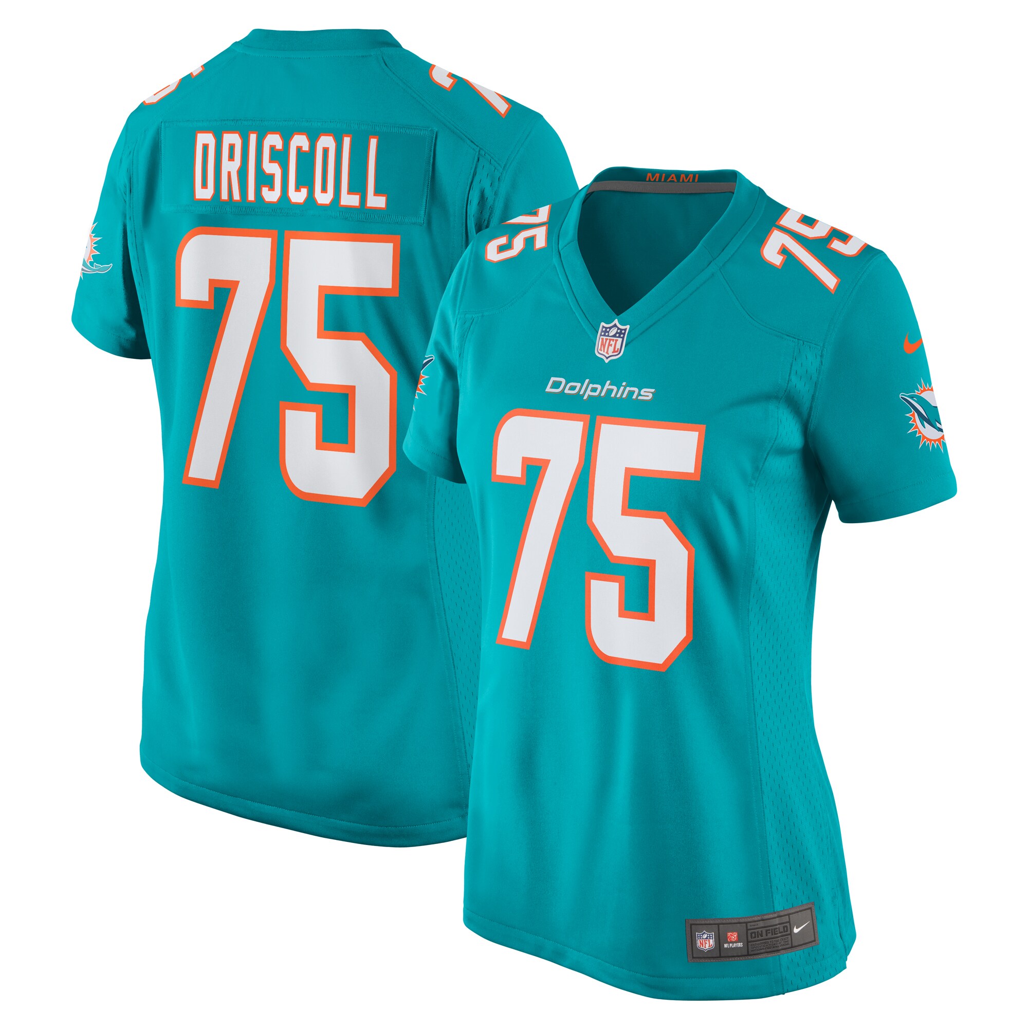 Women's Miami Dolphins Jack Driscoll Aqua Team Game Jersey JS7018 nicesnker