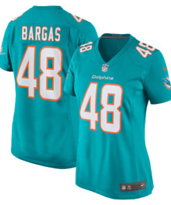 Women's Miami Dolphins Jake Bargas Aqua Home Game Player Jersey JS3187 nicesnker