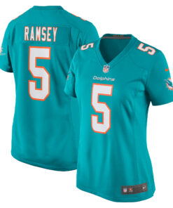 Women's Miami Dolphins Jalen Ramsey Aqua Player Jersey JS2194 nicesnker