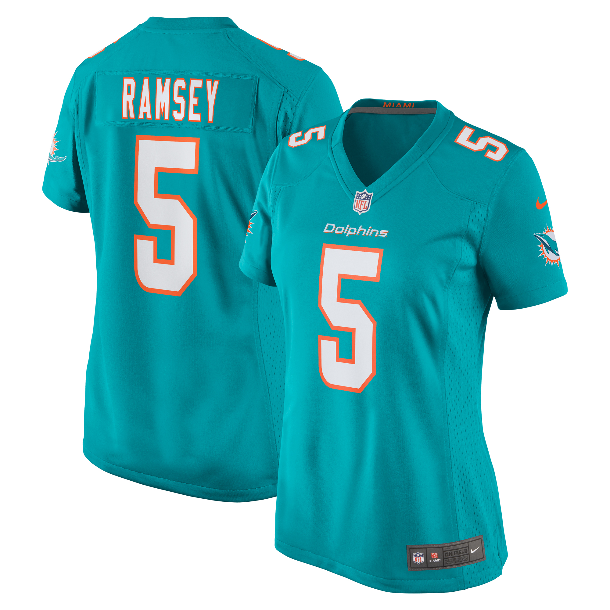 Women's Miami Dolphins Jalen Ramsey Aqua Player Jersey JS2194 nicesnker
