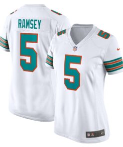 Women's Miami Dolphins Jalen Ramsey White Alternate Game Jersey JS4413 nicesnker