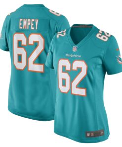 Women's Miami Dolphins James Empey Aqua Game Player Jersey JS1169 nicesnker