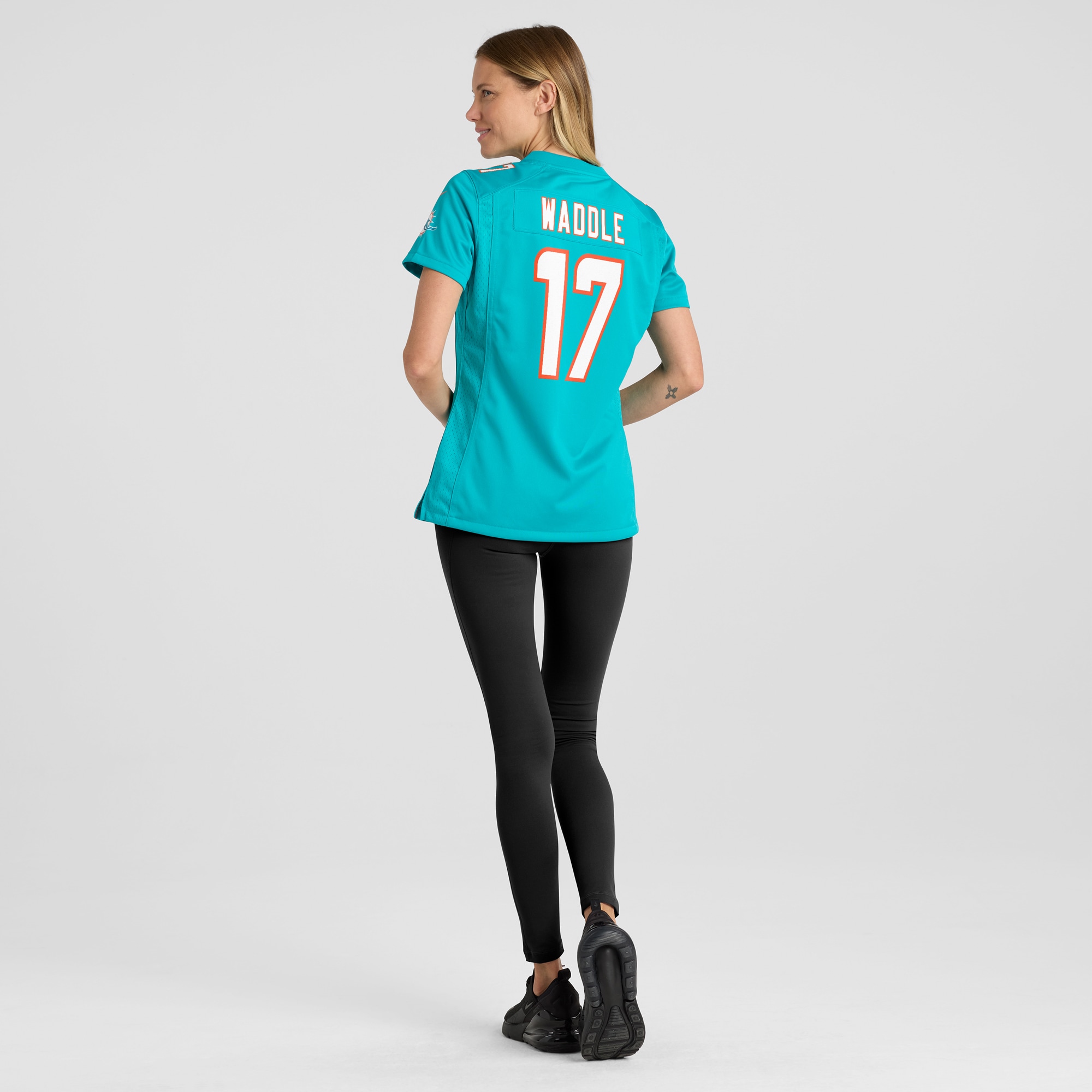 Women's Miami Dolphins Jaylen Waddle Aqua Game Player Jersey JS4209 nicesnker - Image 5