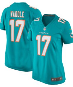 Women's Miami Dolphins Jaylen Waddle Aqua Game Player Jersey JS4209 nicesnker