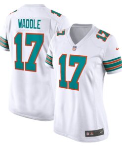 Women's Miami Dolphins Jaylen Waddle White Game Jersey JS8120 nicesnker