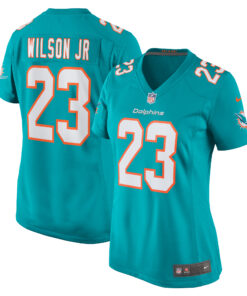 Women's Miami Dolphins Jeff Wilson Jr. Aqua Game Player Jersey JS2532 nicesnker