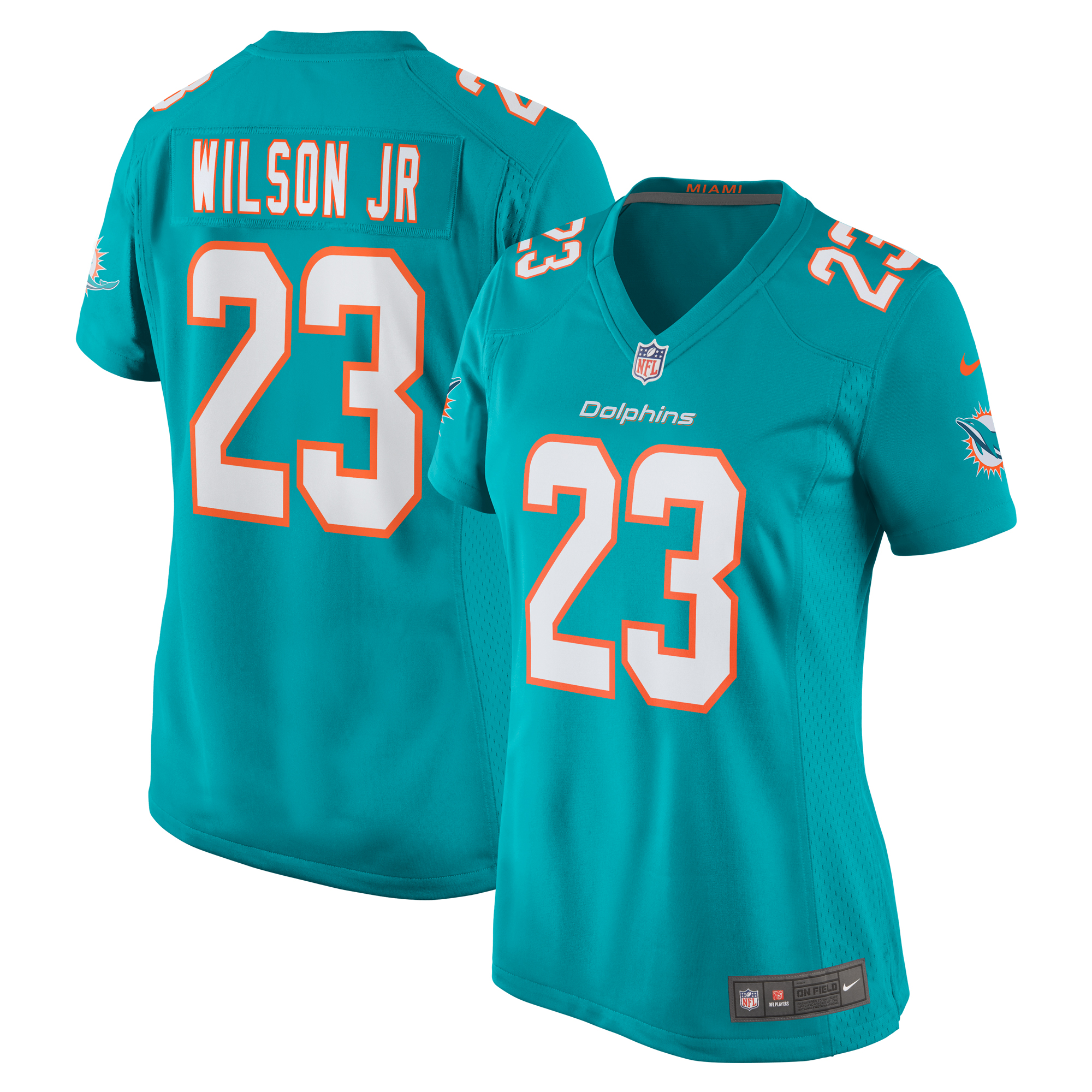 Women's Miami Dolphins Jeff Wilson Jr. Aqua Game Player Jersey JS2532 nicesnker