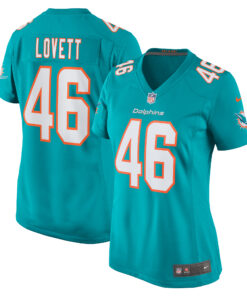 Women's Miami Dolphins John Lovett Aqua Game Player Jersey JS1551 nicesnker
