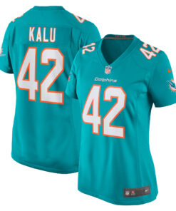 Women's Miami Dolphins Joshua Kalu Aqua Team Game Jersey JS4686 nicesnker