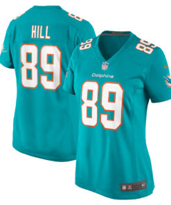 Women's Miami Dolphins Julian Hill Aqua Game Jersey JS3525 nicesnker