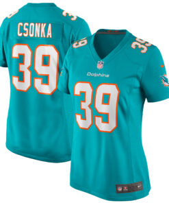Women's Miami Dolphins Larry Csonka Aqua Game Retired Player Jersey JS4425 nicesnker