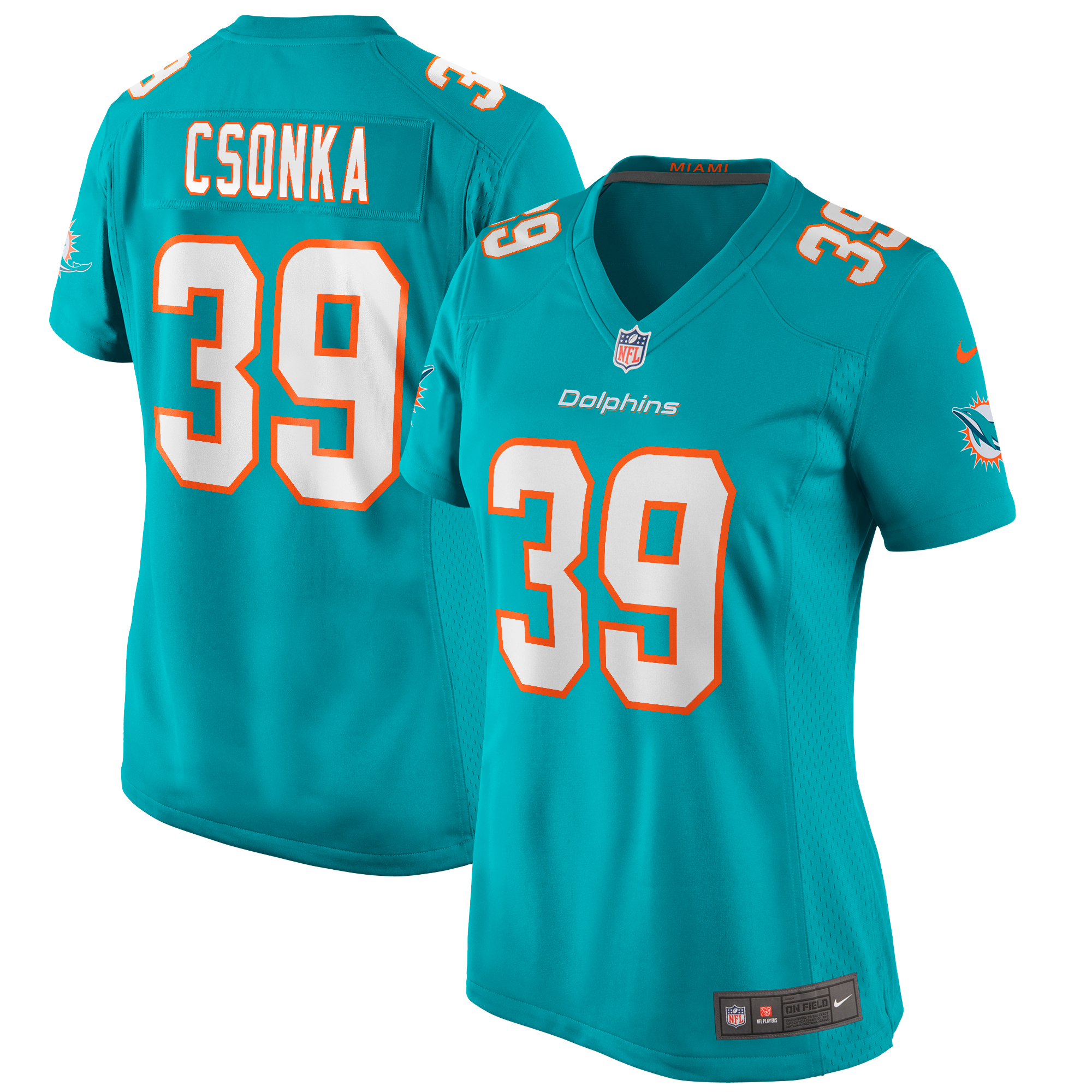 Women's Miami Dolphins Larry Csonka Aqua Game Retired Player Jersey JS4425 nicesnker