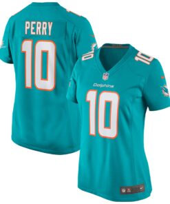 Women's Miami Dolphins Malcolm Perry Aqua Game Jersey JS5976 nicesnker