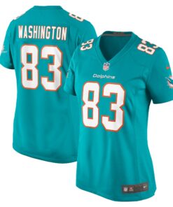 Women's Miami Dolphins Malik Washington Aqua Game Jersey JS8095 nicesnker