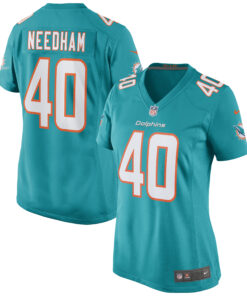 Women's Miami Dolphins Nik Needham Aqua Game Jersey JS9652 nicesnker