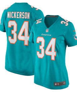 Women's Miami Dolphins Parry Nickerson Aqua Team Game Jersey JS3473 nicesnker