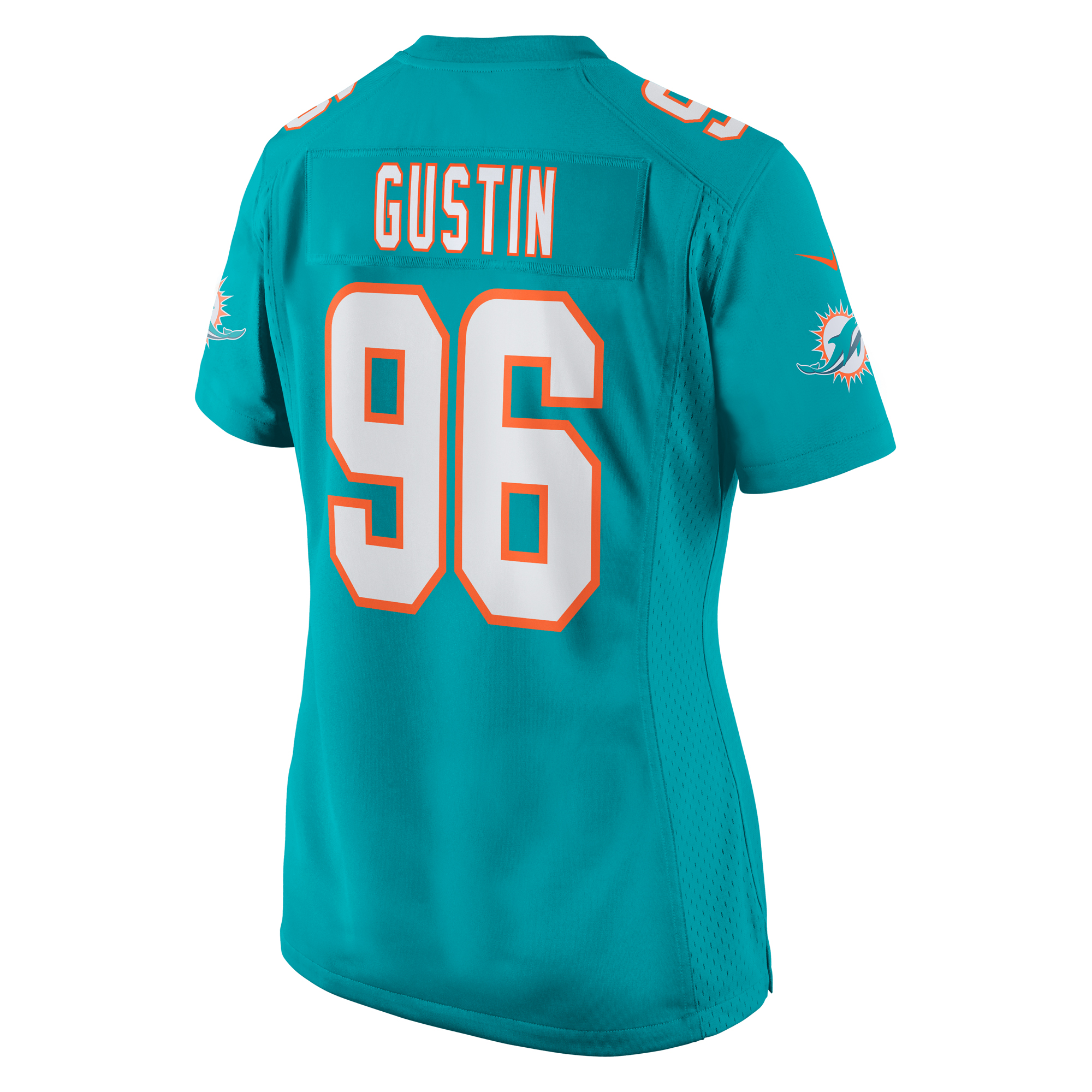 Women's Miami Dolphins Porter Gustin Aqua Game Player Jersey JS7926 nicesnker - Image 3