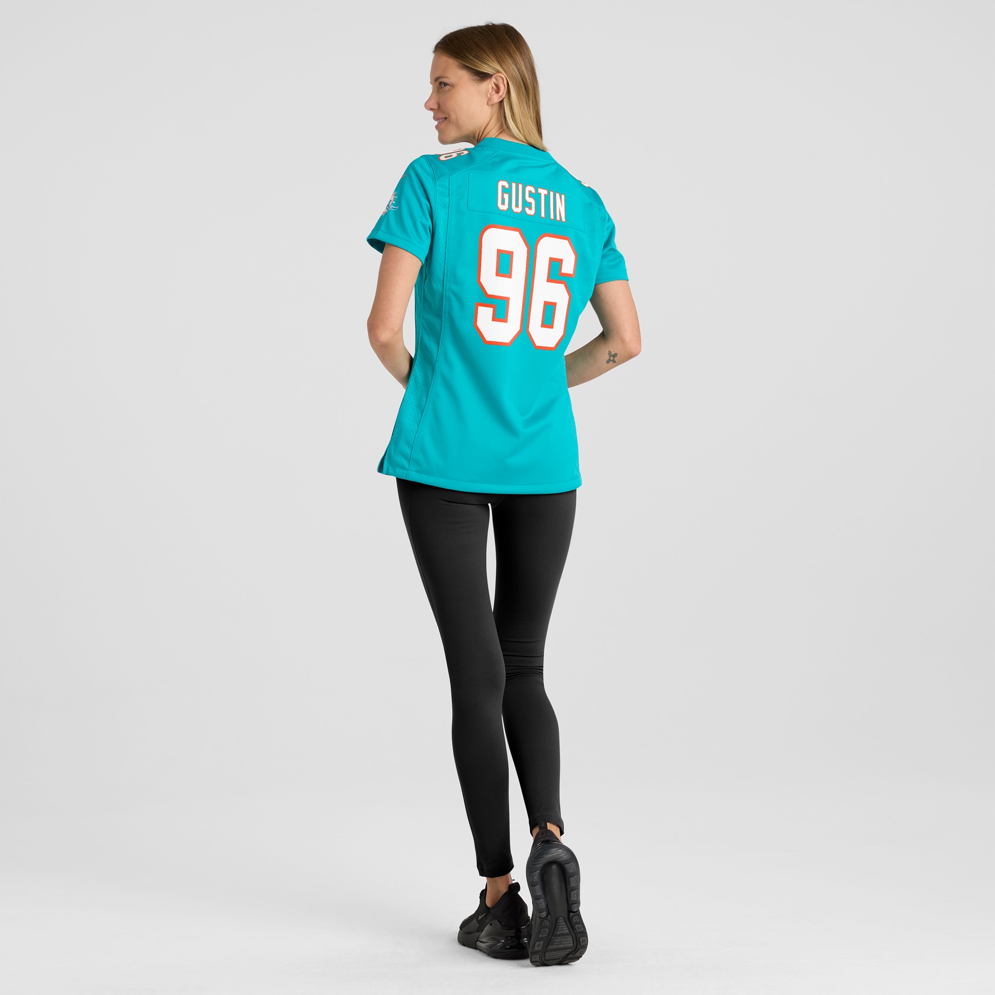 Women's Miami Dolphins Porter Gustin Aqua Game Player Jersey JS7926 nicesnker - Image 5