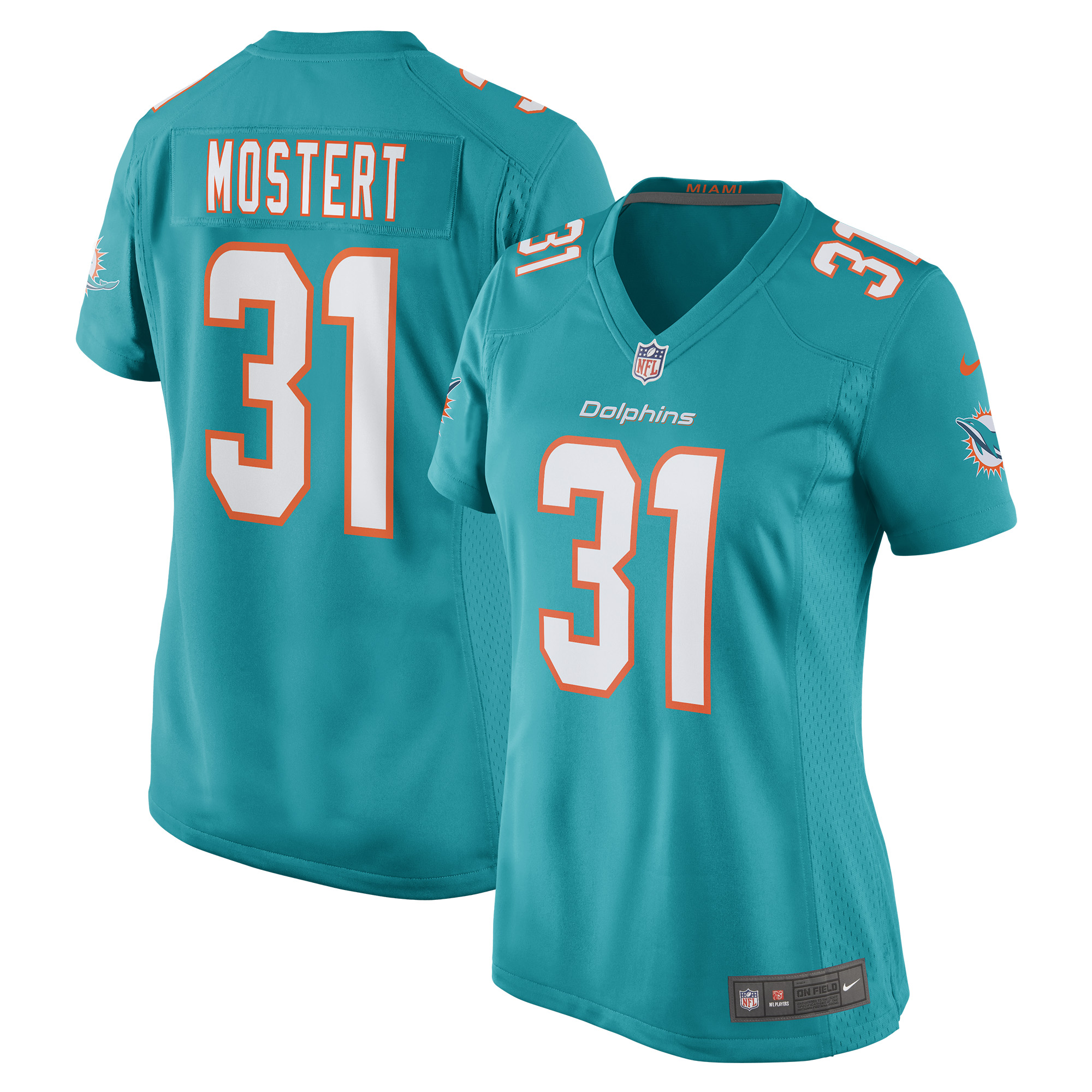 Women's Miami Dolphins Raheem Mostert Aqua Game Jersey JS1440 nicesnker