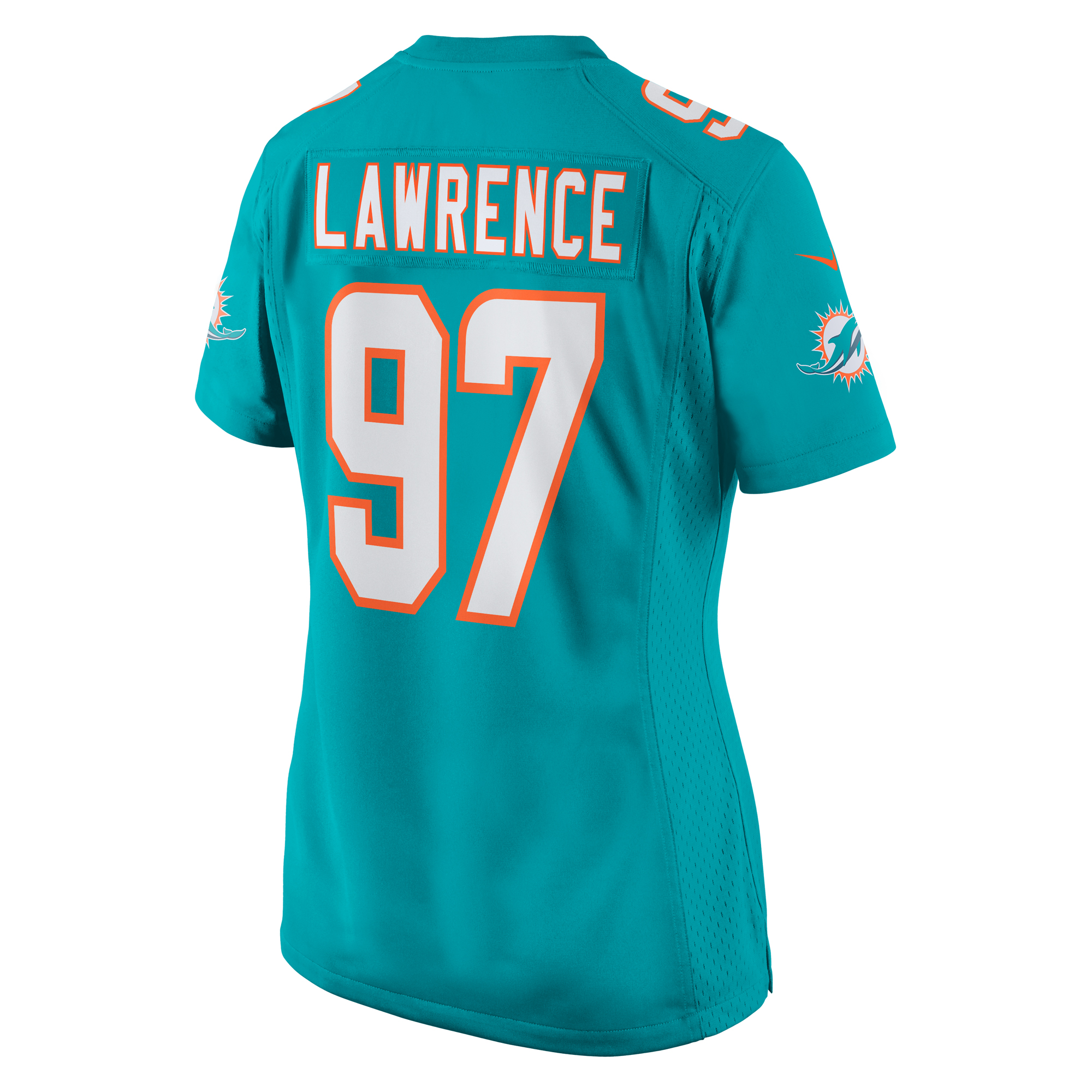 Women's Miami Dolphins Rashard Lawrence Aqua Team Game Jersey JS7033 nicesnker - Image 3