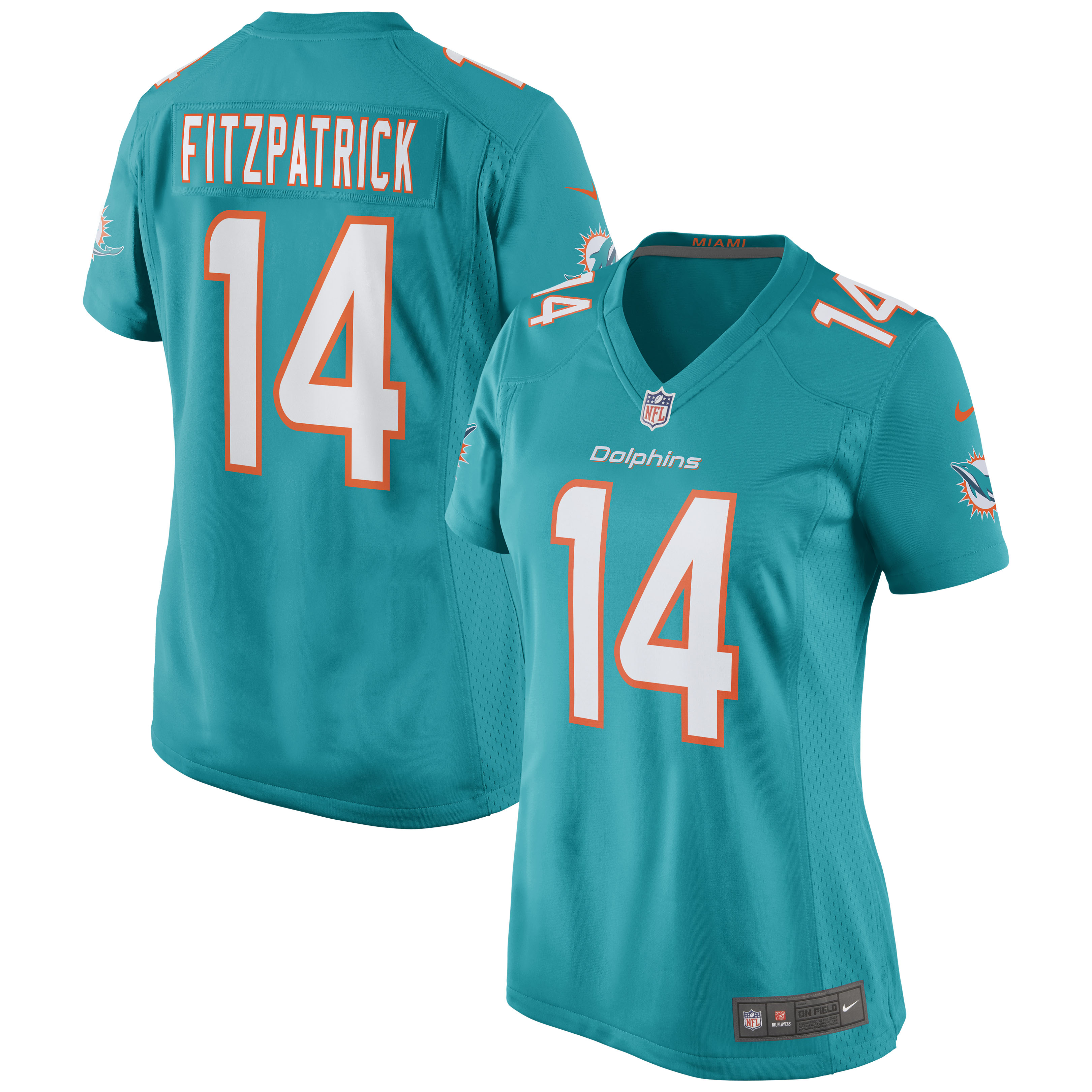 Women's Miami Dolphins Ryan Fitzpatrick Aqua Game Jersey JS3611 nicesnker