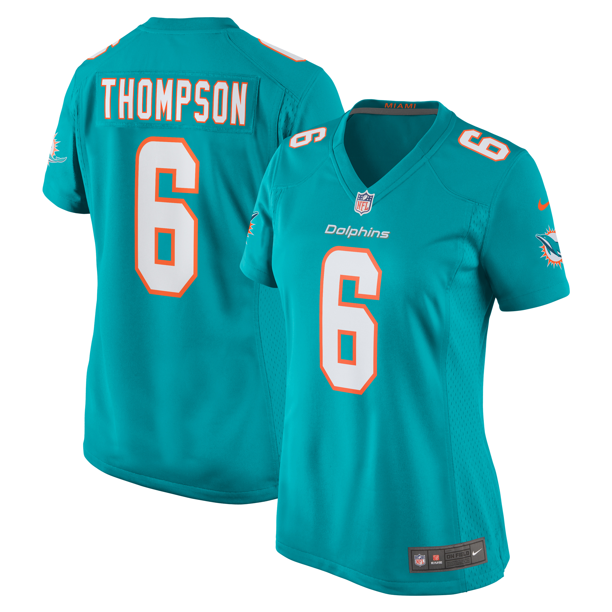 Women's Miami Dolphins Skylar Thompson Aqua Team Game Jersey JS9838 nicesnker