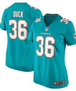 Women's Miami Dolphins Storm Duck Aqua Game Jersey JS2230 nicesnker
