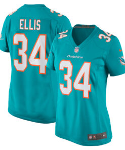 Women's Miami Dolphins Tino Ellis Aqua Home Game Player Jersey JS9914 nicesnker