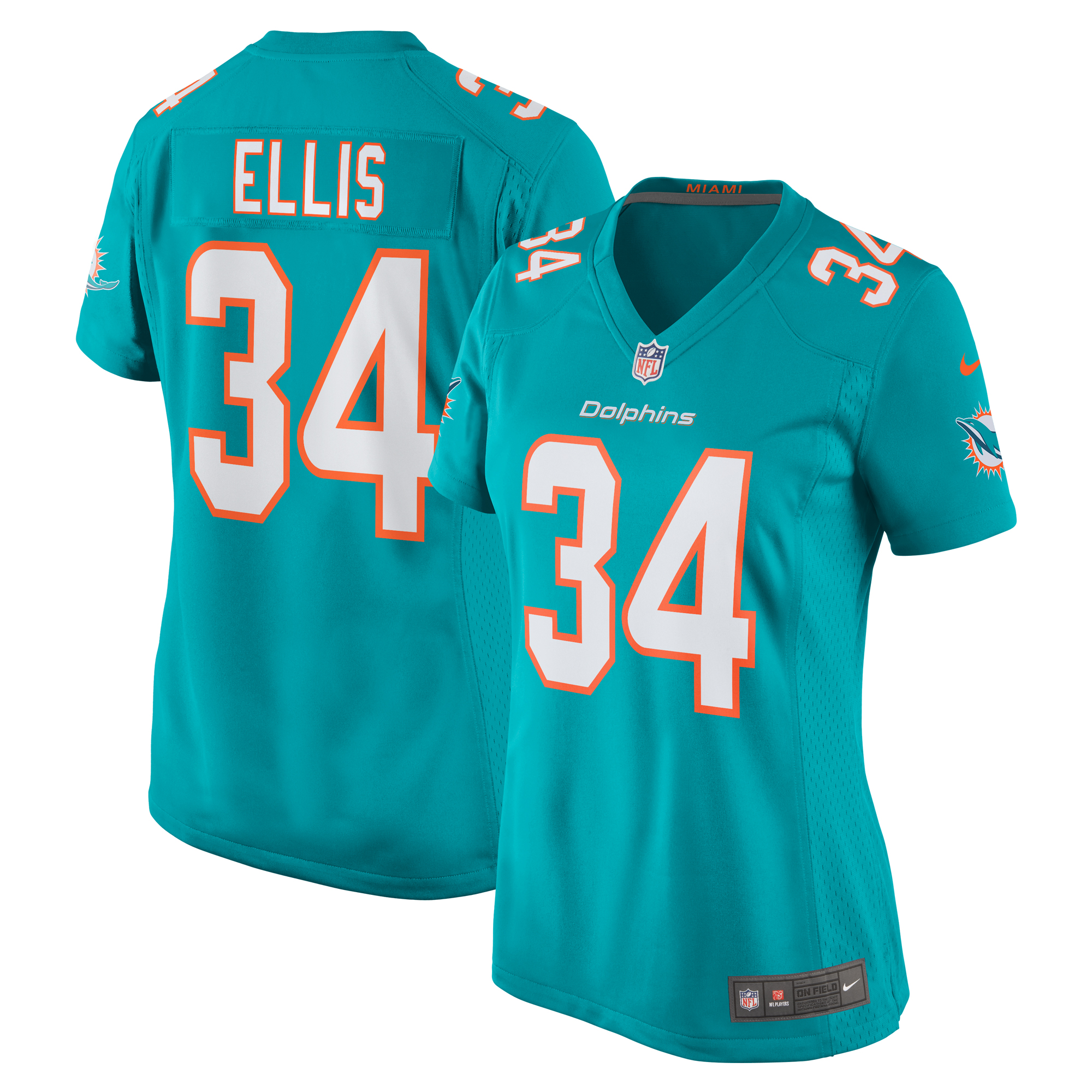 Women's Miami Dolphins Tino Ellis Aqua Home Game Player Jersey JS9914 nicesnker