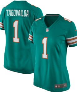Women's Miami Dolphins Tua Tagovailoa Aqua Alternate Game Jersey JS9339 nicesnker