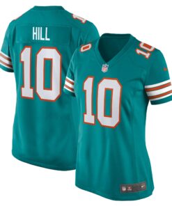 Women's Miami Dolphins Tyreek Hill Aqua Alternate Game Jersey JS2336 nicesnker