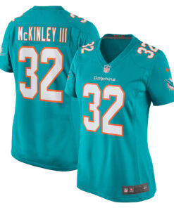 Women's Miami Dolphins Verone McKinley III Aqua Game Player Jersey JS1849 nicesnker