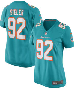 Women's Miami Dolphins Zach Sieler Aqua Game Jersey JS2002 nicesnker