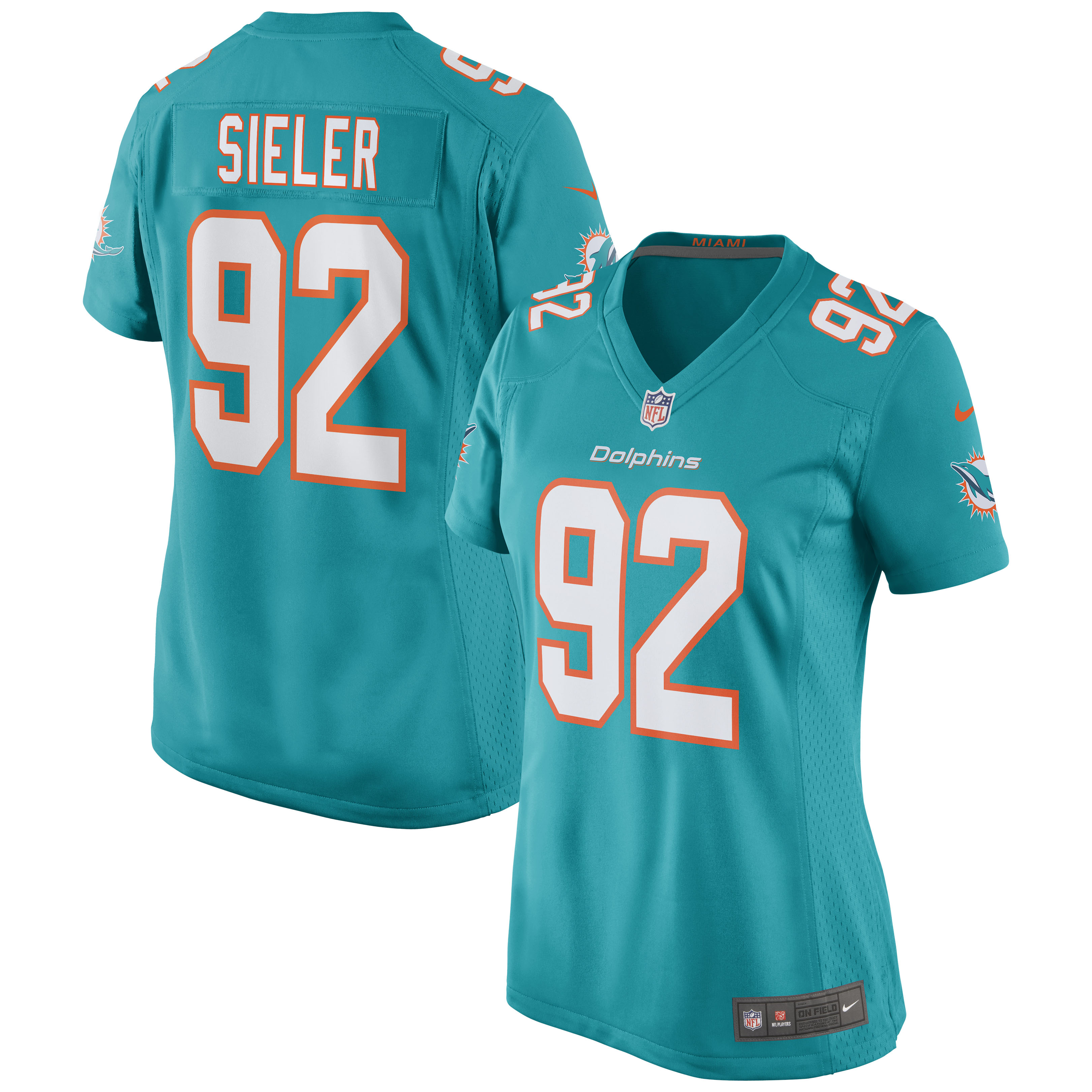 Women's Miami Dolphins Zach Sieler Aqua Game Jersey JS2002 nicesnker