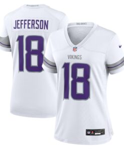 Women's Minnesota Vikings Justin Jefferson White Alternate Game Player Jersey JS6131 nicesnker