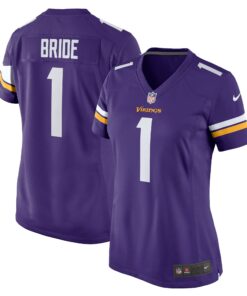 Women's Minnesota Vikings Number 1 Bride Purple Game Jersey JS6665 nicesnker