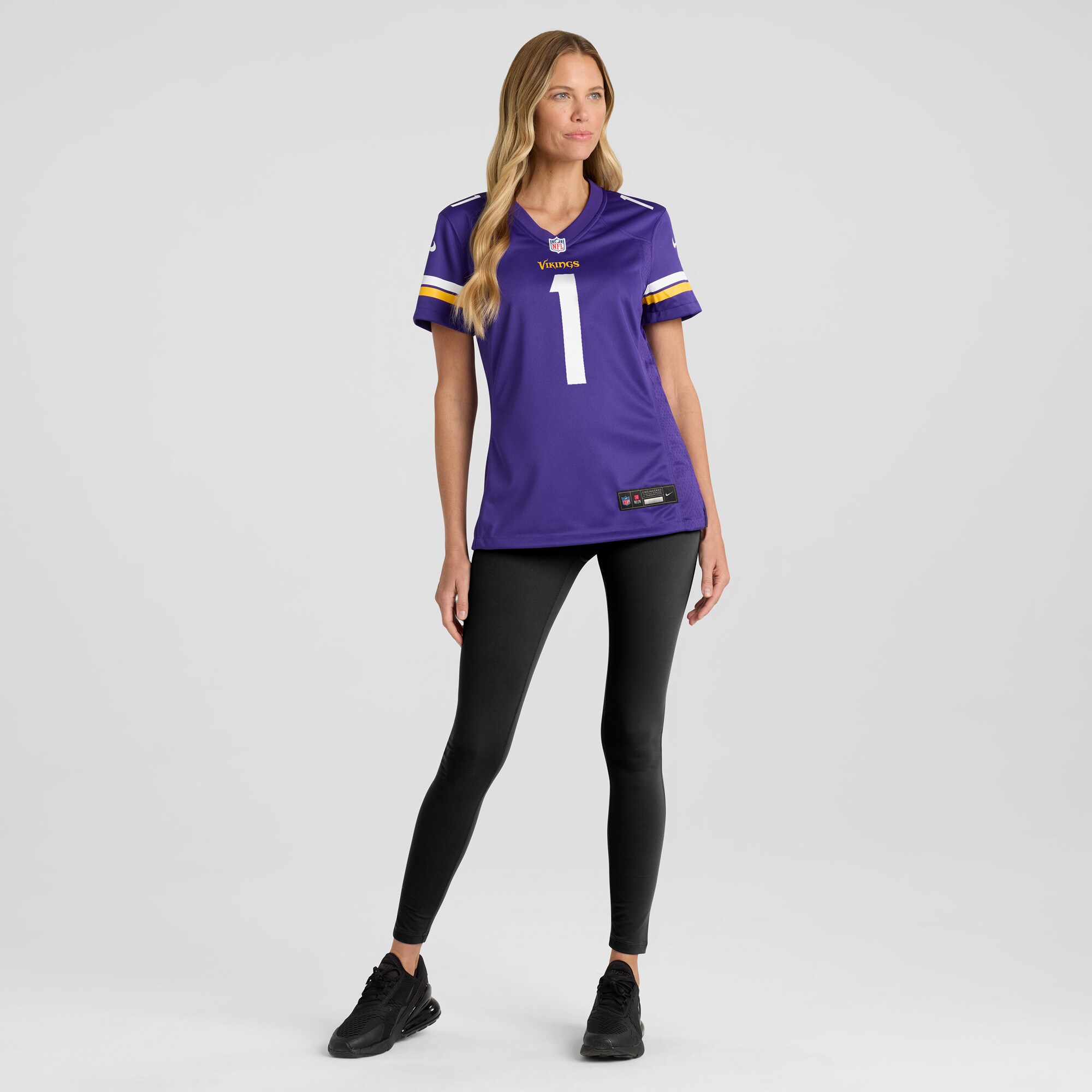 Women's Minnesota Vikings Number 1 Bride Purple Game Jersey JS6665 nicesnker - Image 4