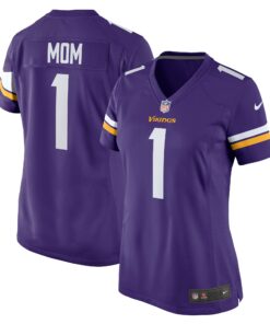 Women's Minnesota Vikings Number 1 Mom Purple Game Jersey JS8493 nicesnker