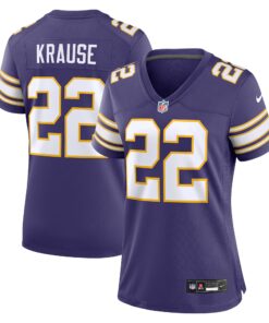 Women's Minnesota Vikings Paul Krause Purple Classic Retired Player Jersey JS7858 nicesnker