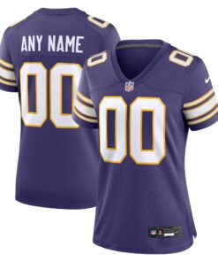 Women's Minnesota Vikings Purple Classic Custom Game Jersey JS4072 nicesnker
