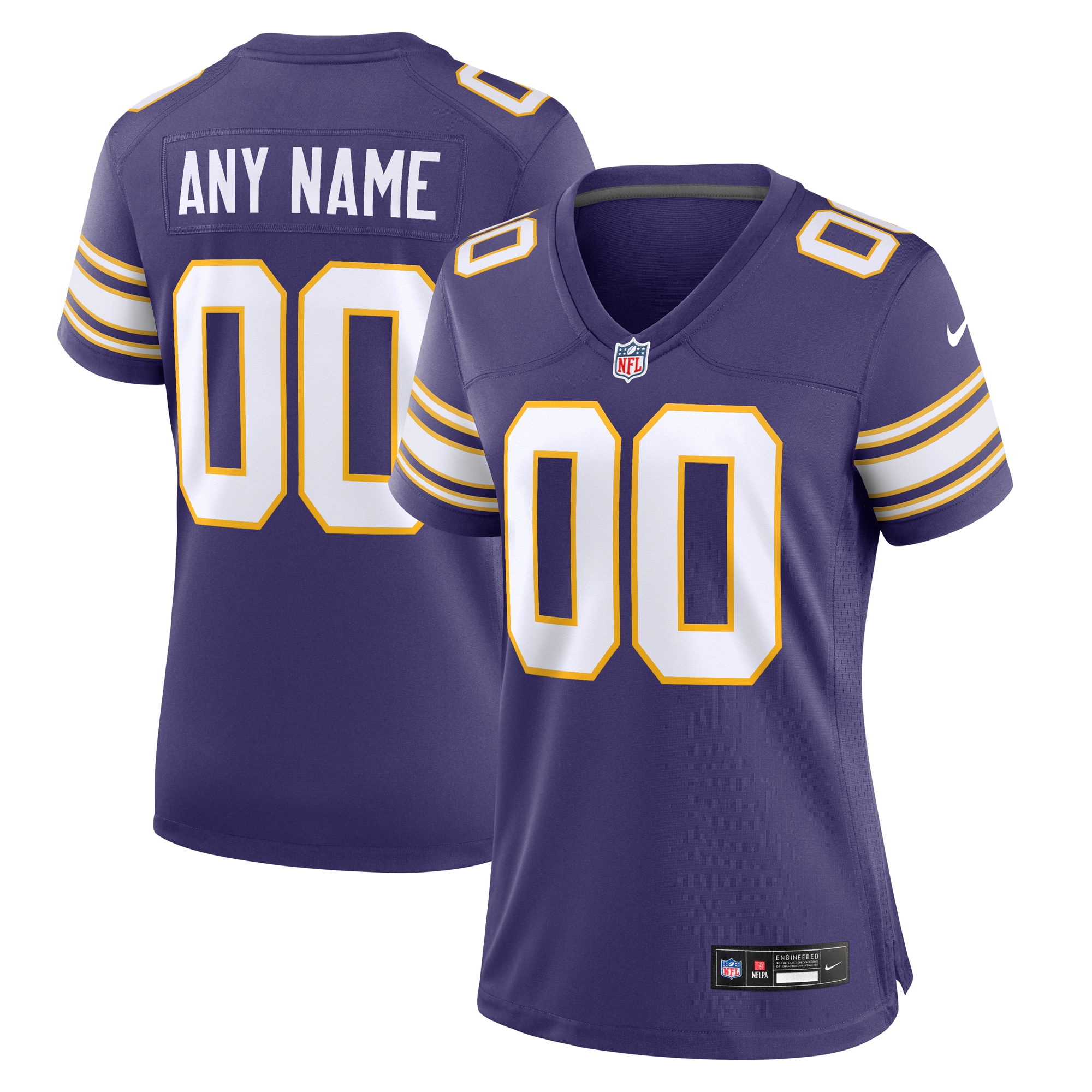 Women's Minnesota Vikings Purple Classic Custom Game Jersey JS4072 nicesnker