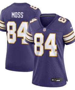 Women's Minnesota Vikings Randy Moss Purple Classic Retired Player Game Jersey JS3623 nicesnker