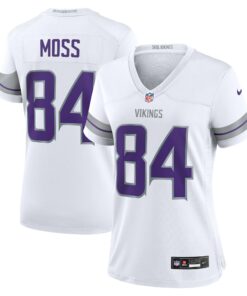Women's Minnesota Vikings Randy Moss White Alternate Retired Player Game Jersey JS5035 nicesnker