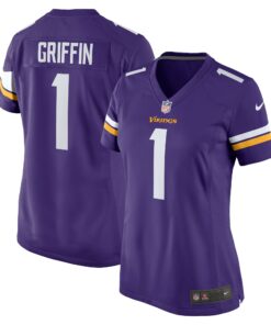 Women's Minnesota Vikings Shaquill Griffin Purple Team Game Jersey JS8873 nicesnker