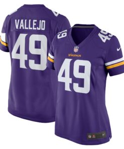 Women's Minnesota Vikings Tanner Vallejo Purple Team Game Jersey JS5780 nicesnker