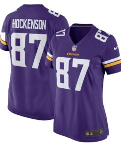Women's Minnesota Vikings T.J. Hockenson Purple Game Player Jersey JS4347 nicesnker