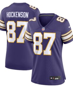 Women's Minnesota Vikings T.J. Hockenson Purple Player Jersey JS3341 nicesnker